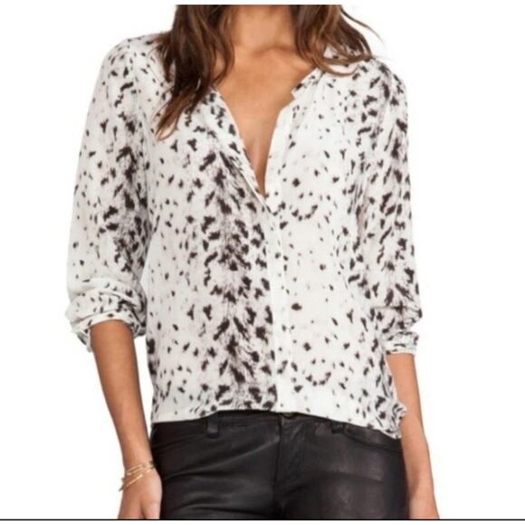 Joie Black and White Patterned Animal Blouse Small - Picture 3 of 8